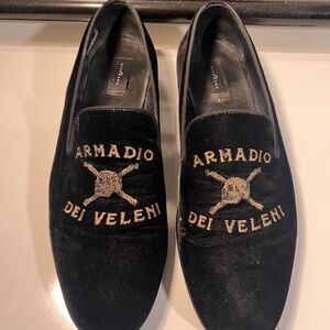 John Richmond Made in Italy Black Velvet Loafers